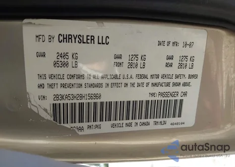 2008 Dodge Charger R/T z USA, uszkodzony, nr VIN 2B3KA53H28H156960